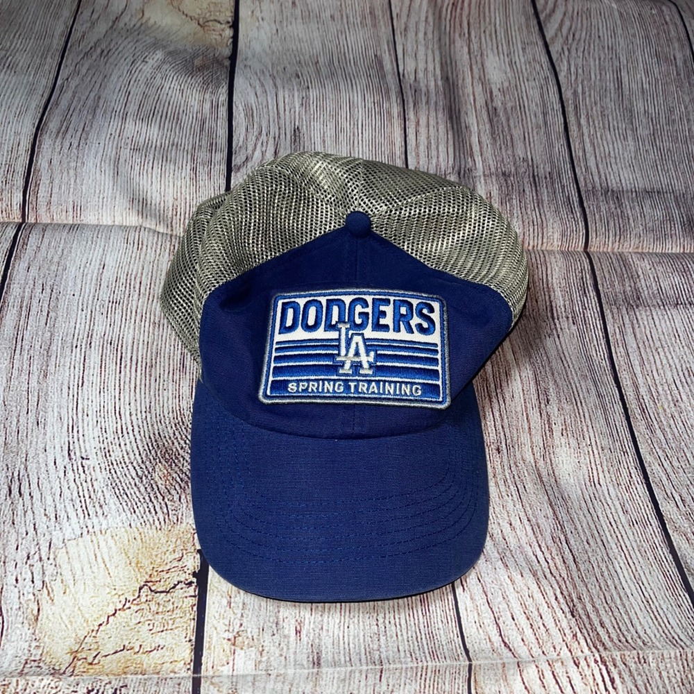 47 Brand Los Angeles Dodgers Spring Training Trucker Hat Blue Tan Snapback MLB